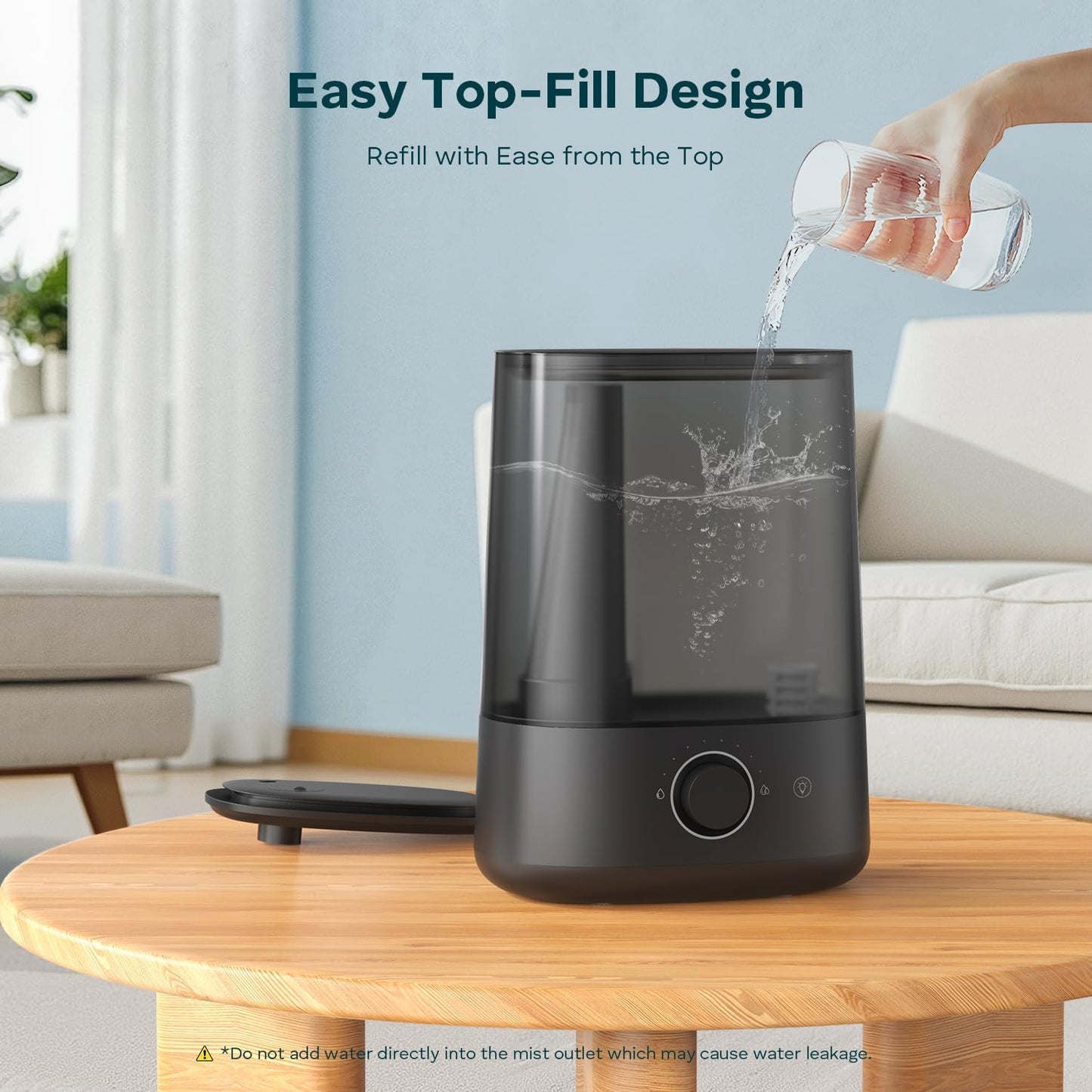 BREEZOME 5L Humidifier for Bedroom 360° Nozzle 50H Runtime Quiet Operation | Ultrasonic Cool Mist, Essential Oil Diffuser,Top-Fill Design,Auto Shut-Off,Coverage for Baby Nursery, Plants& Large Room