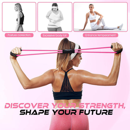 Resistance Bands, Figure 8 Resistance Band, Exercise Bands with Handles, Weights Workout Bands for Arms, Back, Shoulder, Leg, Physical Therapy, Pilates, Home Workout Equipment That Replace Dumbbells