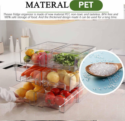 5 Pack Fruit Storage Containers for Fridge,Produce Container for Fridge with Removable Colanders,Leakproof Refrigerator Organizers and Storage for Produce Berry Vegetable Salad Meat Food Keep Fresh