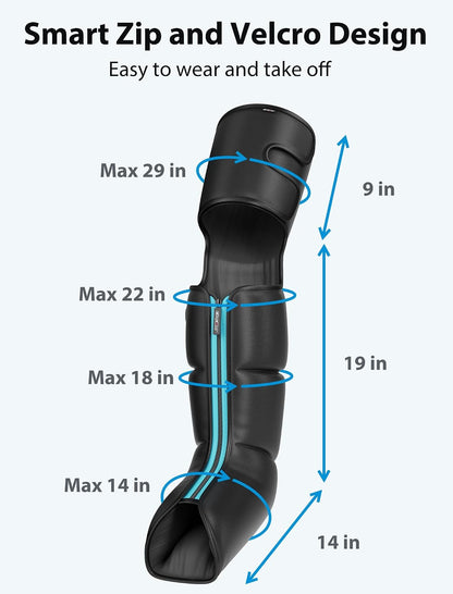 CINCOM Cordless Leg Massager, Air Compression for Pain & Circulation | 3 massage modes, 10 intensities, 5 timers, Rechargeable, Relieves RLS, edema, muscle fatigue, Use at home, office, or travel