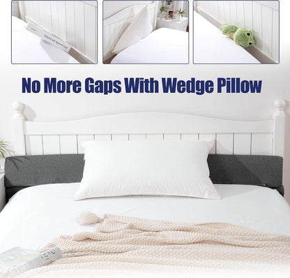 HOMBYS Wedge Pillow Headboard for Bed Gap,Foldable Bed Wedge Gap Filler Queen Size,Matterss Gap Filler,Multi Functional Bed Crack Pillow, Fill The Gap (0-7") Between Your Headboard and Mattress,White