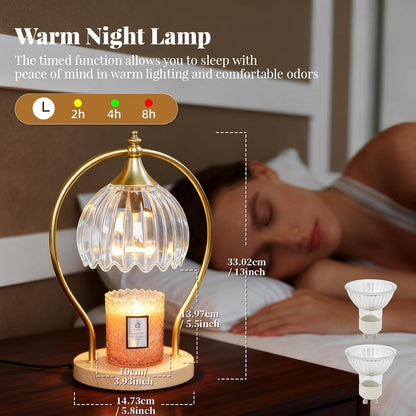 GOODBUY Candle Warmer Lamp with Timer Dimmable: Electric Candle Warmer Birthday Gifts for Women Mom - Candle Lamp Warmer House Warming Gifts New Home Decor - Wax Warmer for Jar Candles with 2 Bulbs