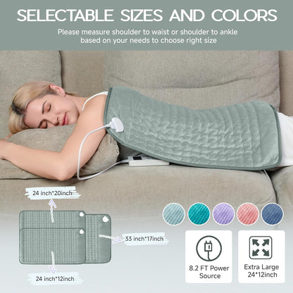 Heating Pad for Period Cramps, Heating Pad for Back/Neck/Shoulder Muscle Pain, 6 Heating&4 Timer Setting, Auto Shut Off, Dry/Moist Heat & Machine Washable, Gray Birthday Christmas Gifts for Women Mom