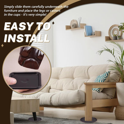 ASTIMESA 8 Pieces 3" Square Furniture Sliders, Heavy Duty Furniture Pads Cups with Carpet Base, Reusable Floor Protectors for Hardwood Vinyl Tile Couch Table Chair Bottom (Brown) (78mm, Square)