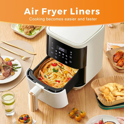 Vailnd Air Fryer Paper Liners, 200pcs Air Fryer Liners Disposable 8" Square | Baking Paper Liner for 5-8 qt Airfryer Basket, Non-stick and Oil Proof Parchment Paper for Oven, Pans & Baking