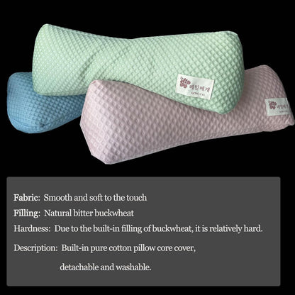 Buckwheat Pillow, Cooling Cervical Neck Support pillow ,Adjustable Bolster Buckwheat Roll Pillow Neck Pain Relief for Back and Side Sleepers Round Neck Pillows For Sleeping 6*15 inch (Green)