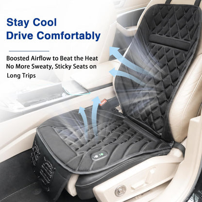 2026 Upgraded Ventilated Seat Cushion, 12V-24V Cooling Car Seat Cover for Front Seat, Cooled Seat Pad for Office Chair Sofa Car SUV Truck Universal Fit, Classic Black