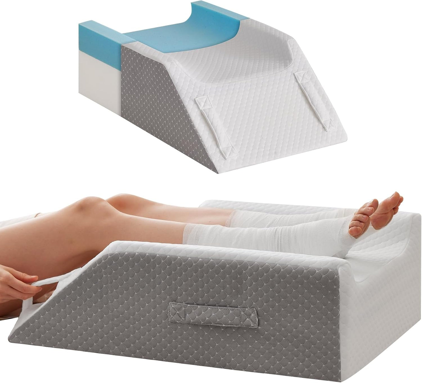 MEGCXIT Leg Pillow Elevation Blood Circulation, Wedge Pillow for Legs Swelling, Knee Pillow Wedge Post Surgery, Leg Elevation Pillows for After Surgery, Memory Foam Foot Leg Elevating Pillow, Grey