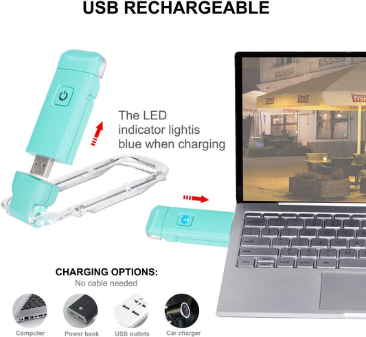 LUXSWAY USB Rechargeable Book Light for Reading,Small Book Reading Light in Bed,Clip On Bookmark Kids Light for Bed,Brightness Adjustable for Eye Care,2 4000K and 2 1550K LEDs for Bookworms