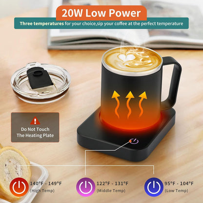 VOBAGA Coffee Mug Warmer Set with Auto Shut Off, 15 oz Coffee Mug Gift Set & 3 Temperature Settings Home Office Desk Accessories Valentine's Day Gift