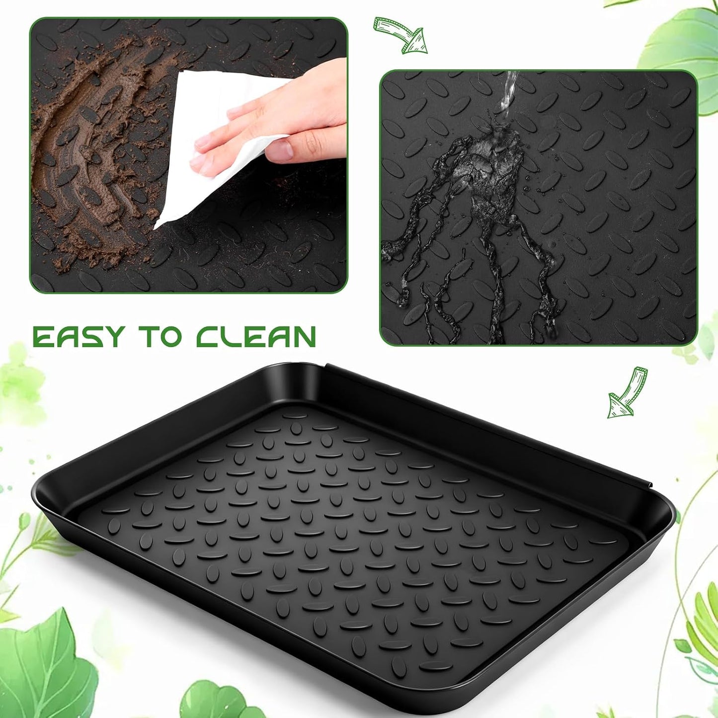 Novabright 6 Pcs Boot Tray with 24 Pcs Anti-Slip Pads Waterproof Boot Mat Wet Shoe Tray & Pet Food Mat, Multi-Purpose Garden Tool for Entryway Indoor Boots Shoes Pets(14 x 11 Inch)