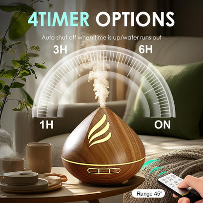 500ML Essential Oil Scent Diffuser: Remote Control &14 Colors LED - Black
