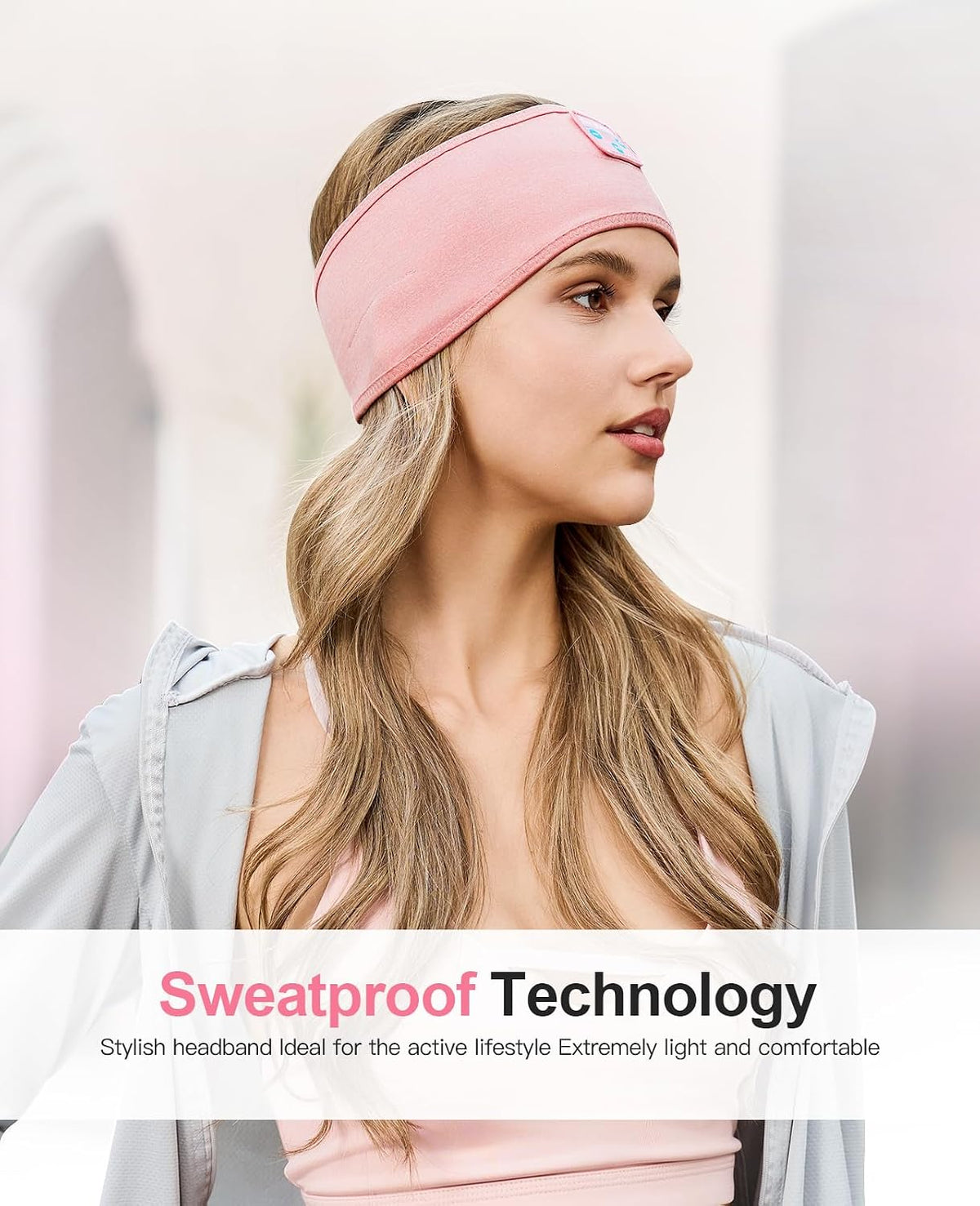 Perytong Sleep Headphones Bluetooth 5.4 Headband, Wireless Sleep Headphones with Ultra-Thin HD Stereo Speakers for Side Sleepers, Soft & Sweat Resistant Sport Headband for Yoga Travel Workout