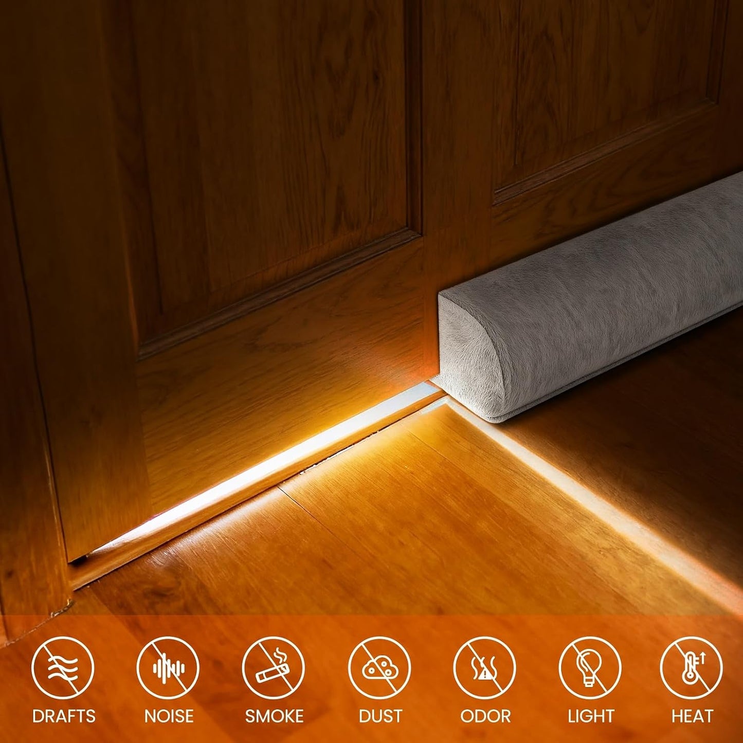 GDHOMM Door Draft Stopper for Bottom of Door, Adjustable Door Sweep Door Draft Blocker Door Gap Filler, Energy Saving, Keeps Sound Draft Light Out - Fits 30” to 36” Door