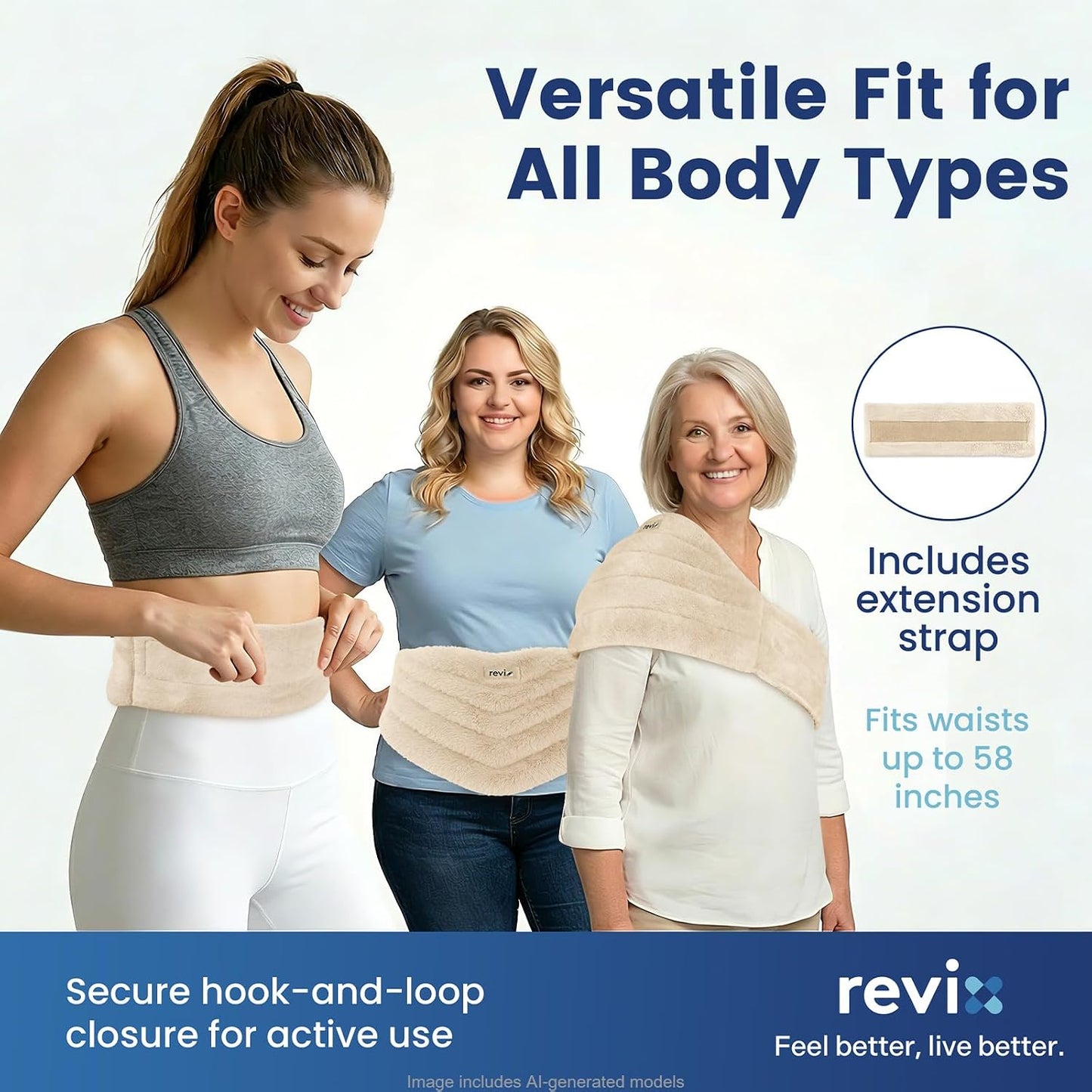 REVIX Microwave Heating Pad for Back, Wearable Moist Heat Waist Wrap, Gray | Wearable Microwave Heating Pad, Waist Wrap With Flaxseed & Clay Beads for Moist Heat Therapy and Hands-Free Use