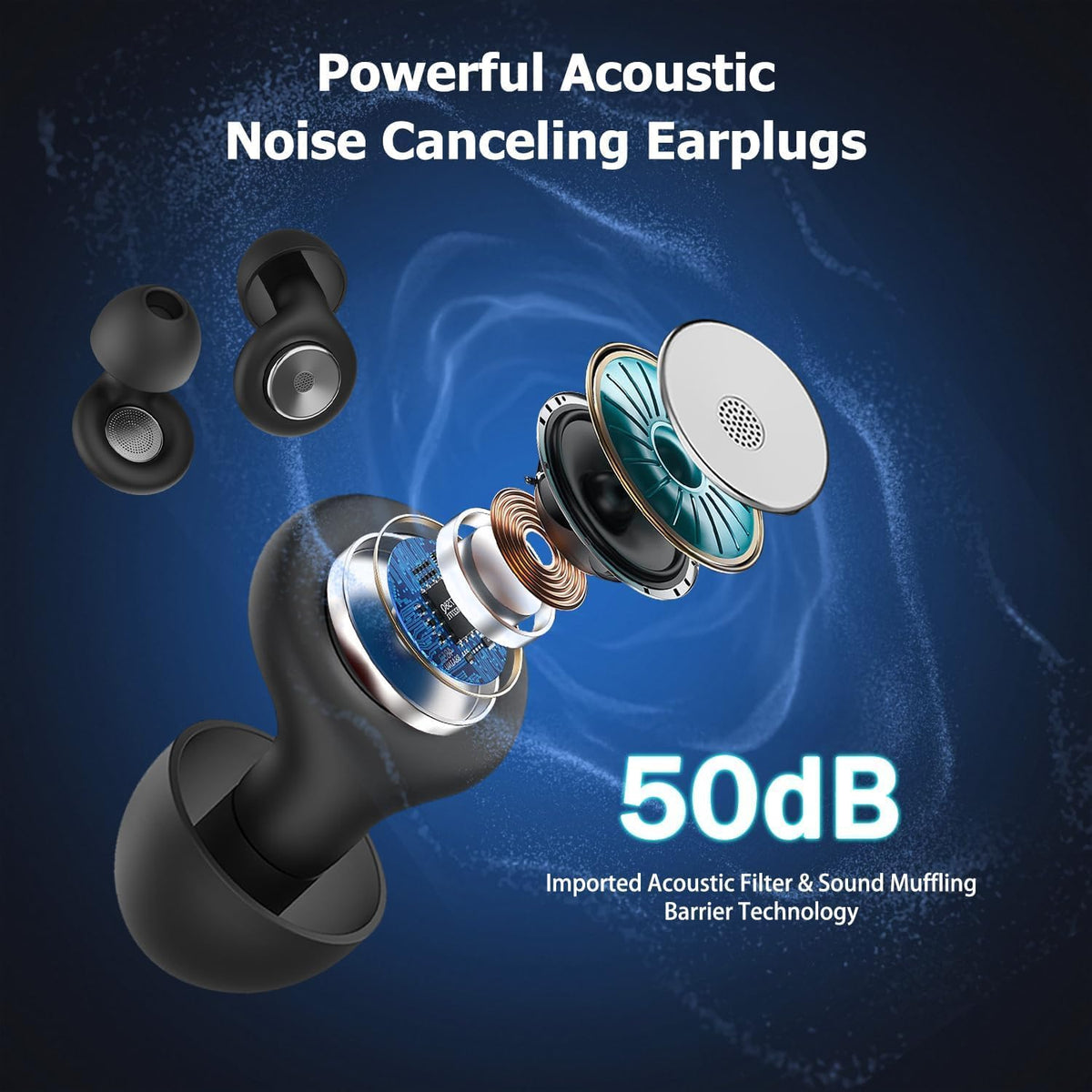 Ear Plugs for Sleep, 50dB Noise Cancelling Ear Plugs for Noise Reduction, Reusable Silicone Sleeping Earplugs for Snoring, Concert, Shooting & Plane Travel with 8 Eartips Case