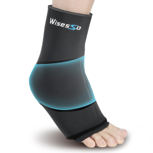 Ankle Ice Pack Wrap, Achilles Tendonitis Brace, Hot & Cold Compress | Resuable Ankle Ice Pack for Injuries, Swelling, Plantar Fasciitis, Sprained, Pain Relief (Black, 1 Pack)