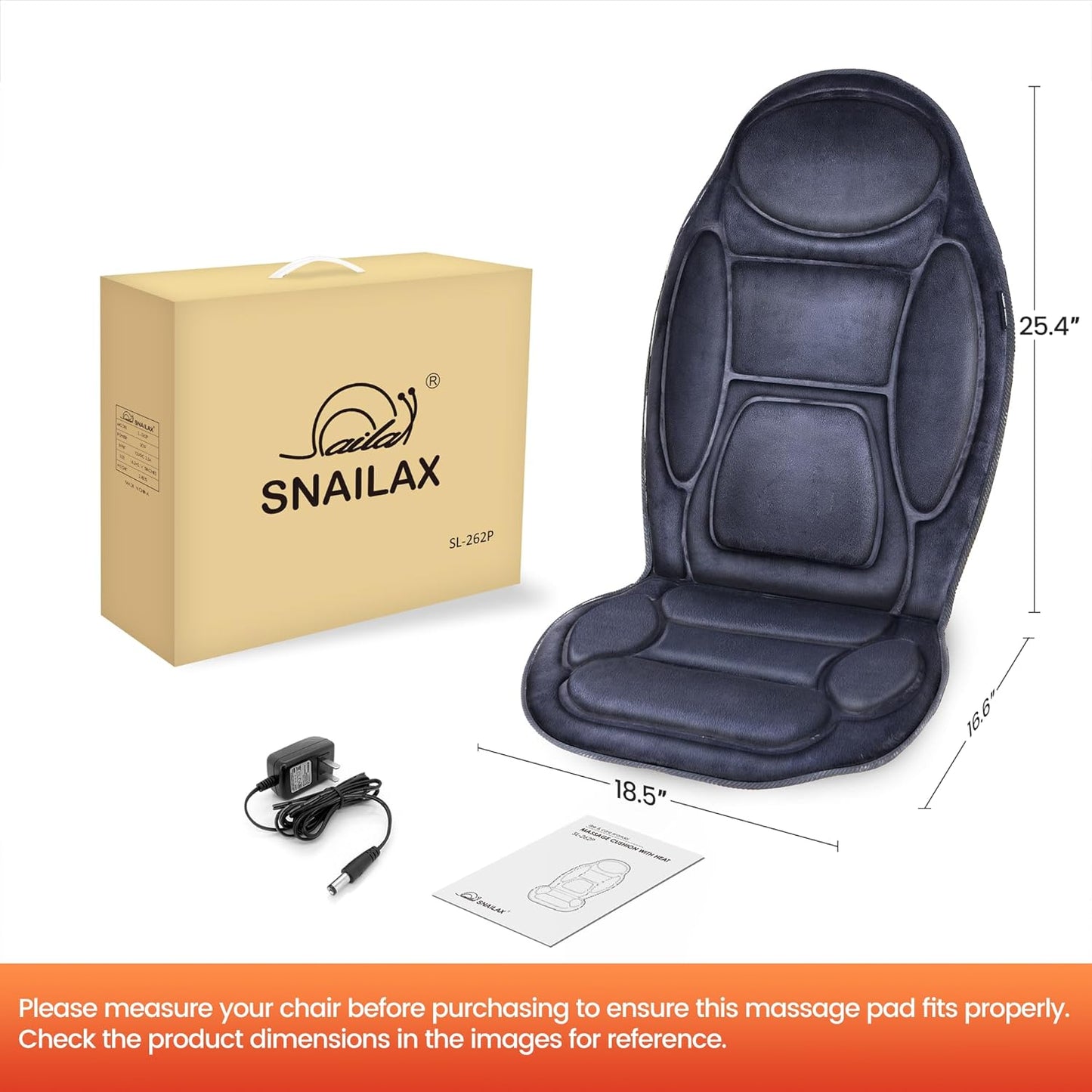 Snailax Vibration Massage Seat Cushion with Heat, 6 Vibration Motors, 6 Massage Modes, Heated Massage Chair Pad for Office Chair, Home Recliner & Desk Chair, Back & Seat Massager with Remote