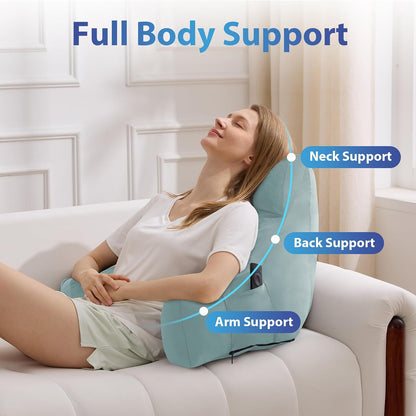 IPYNBAP Back Pillow for Bed Sitting up, Reading Pillow for Sitting in Bed Adult, Back Support Pillow, Memory Foam Sit up Lounge Backrest Pillow with Arms for TV, Couch, Chair, Dorm, 18 Inch, Grey