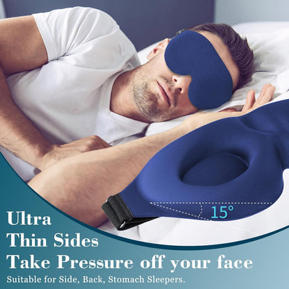 ZGGCD Sleep Mask for Side Sleeper, Light Blocking Sleeping Eye Mask for Women Men, 3D Contoured Cup Night Blindfold, Luxury Eye Cover Eyeshade with Adjustable Strap for Travel, Nap, Black