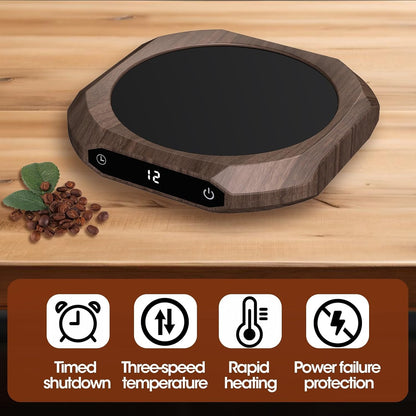 Mug Warmer for Desk - 36W Smart Coffee Cup Warmer with Timer, Auto Shut Off, 3 Heat Settings, Keep Your Coffee Warm for Office Hours,Perfect Coffee Gifts (Wood)