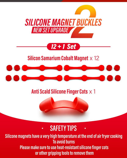 Air Fryer Magnets for Parchment Paper, Air Fryer Accessories | Upgrade Stronger Magnets, 12 Pack Silicone Magnet for Holding Parchment Paper