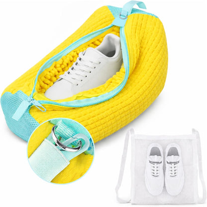 Shoe Washing Machine Bag, Shoe Laundry Bag for Washer and Dryer | 2 Pack Shoe Cleaning Bag for Sneakers & Tennis Shoes, XXL Size, Shoe Protection, Dry Bags, Zipper Hook, Travel & Dorm Storage