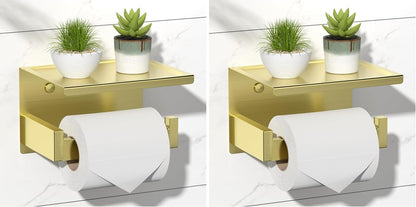 HITSLAM Toilet Paper Holder Matte Black, Adhesive Wall Mount, No Rotation | Heavy Duty Metal | anti rotation slot | vertical or horizontal setup |rustproof matte black finish|Bathroom Tissue Dispenser