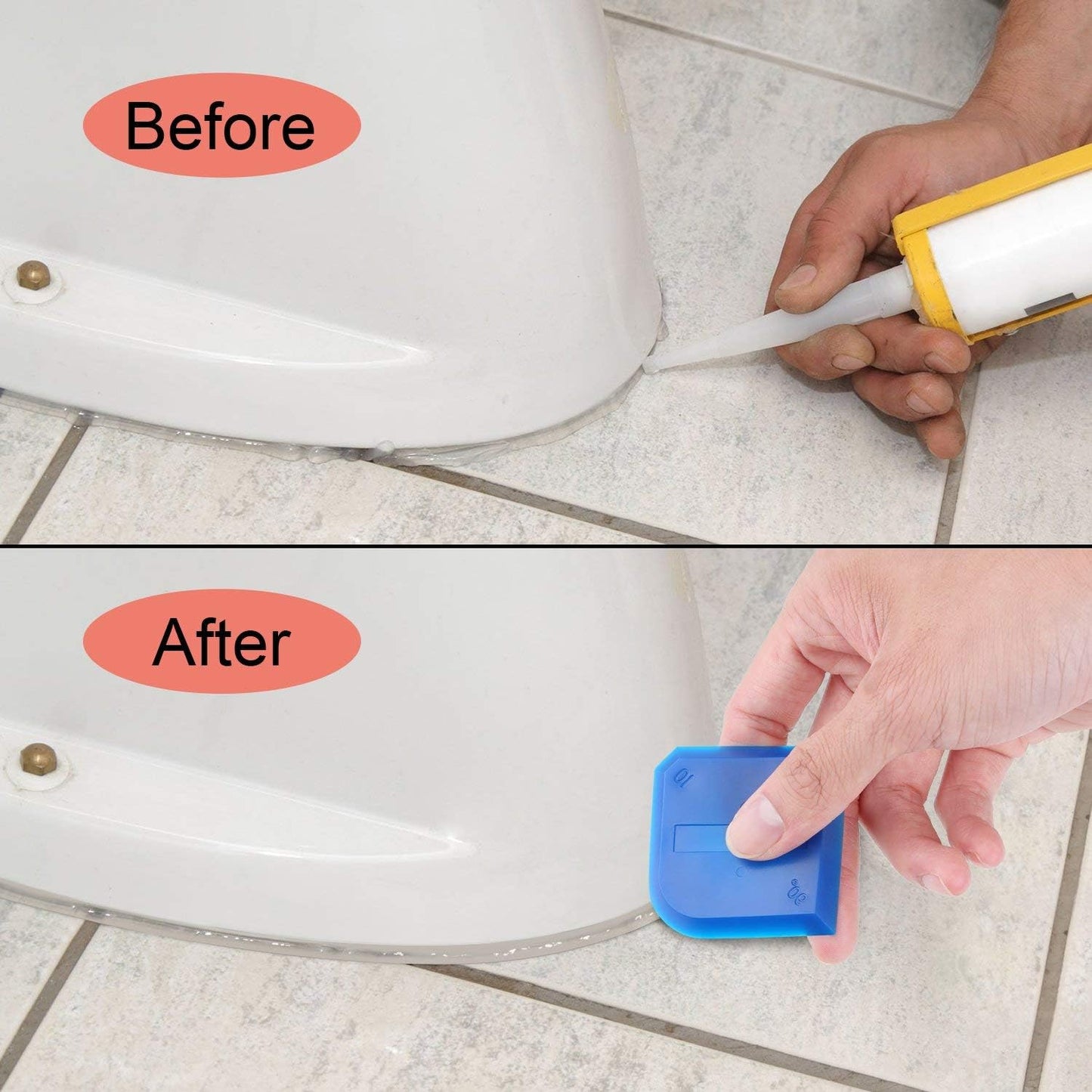 Outus 2 Pieces Caulking Tool Set Silicone Sealant Grout Tool for Kitchen Bathroom Floor Sealant Sealing(Orange)