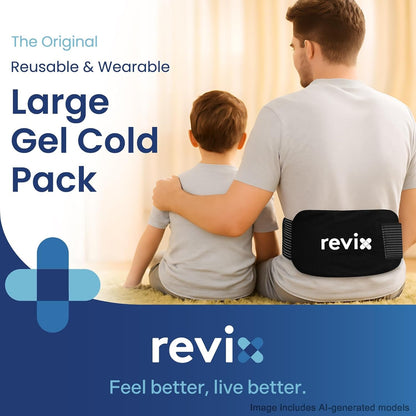 REVIX Ice Pack for Injuries Reusable, 2-Pack Hot & Cold Gel Wrap with Strap