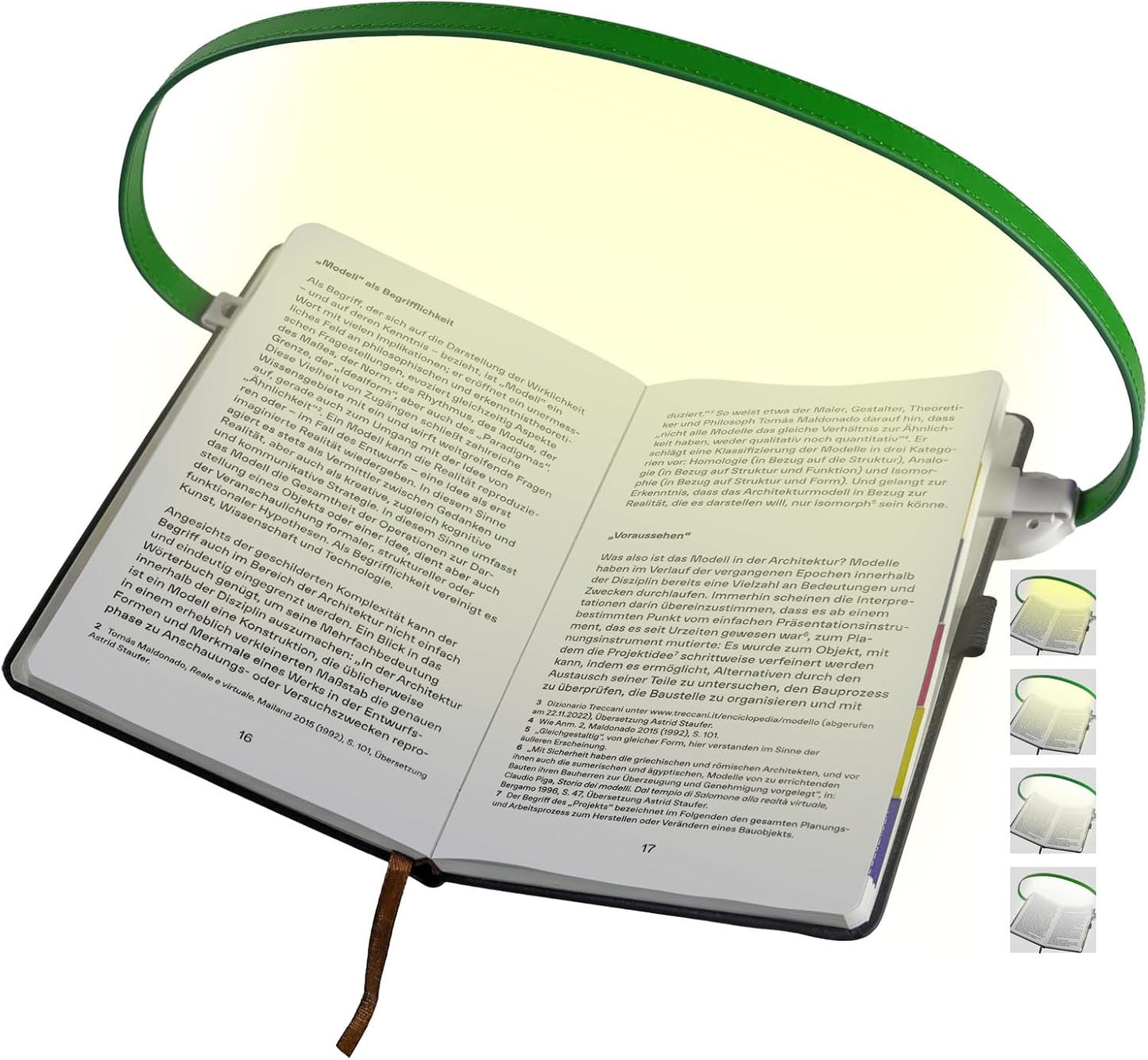 ROOKIELEDS Rechargeable Book Light for Reading, 12 LED Eye-Care Reading Light, 4 Color Temperatures, Stepless Dimming, No Flicker, Evenly Distributed Lighting for Books, Perfect for Reader (Green)