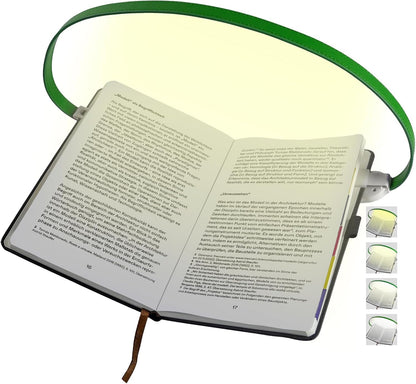 ROOKIELEDS Rechargeable Book Light for Reading, 12 LED Eye-Care Reading Light, 4 Color Temperatures, Stepless Dimming, No Flicker, Evenly Distributed Lighting for Books, Perfect for Reader (Green)