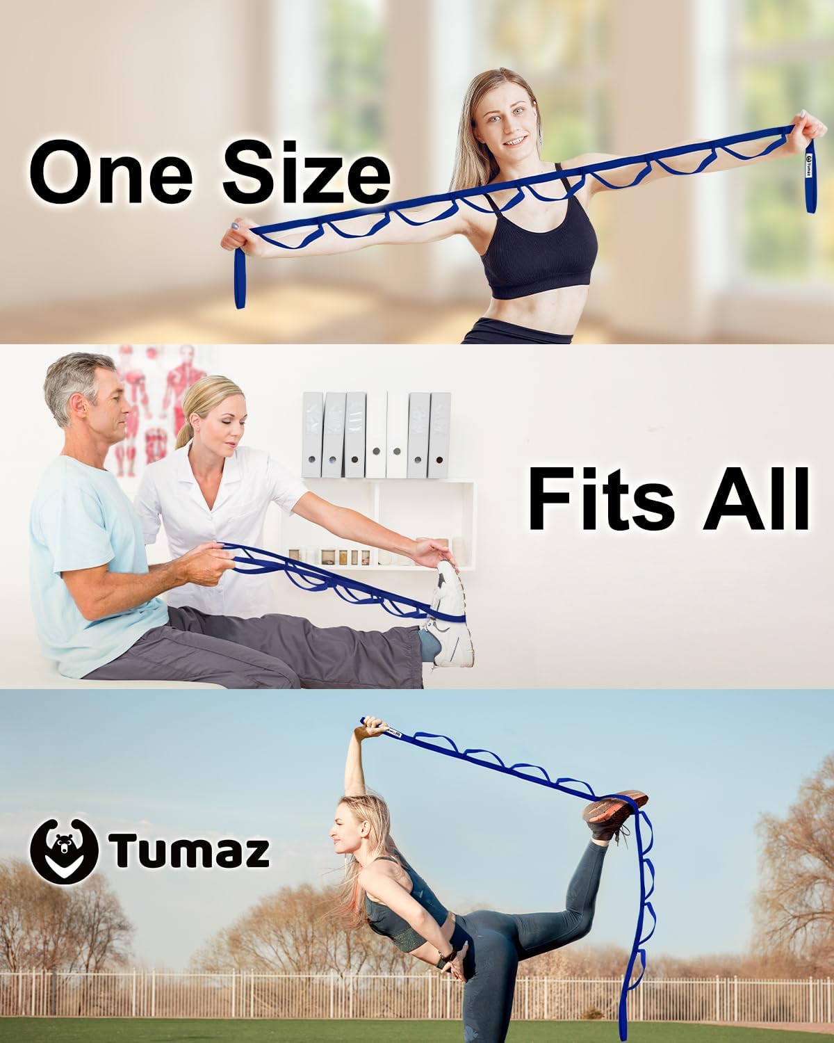 Stretching Strap, 10-Loop Non-Elastic Yoga Strap | Designed for stretching, yoga, Pilates and rehab with 10 loops, durable webbing and a longer 79-inch design