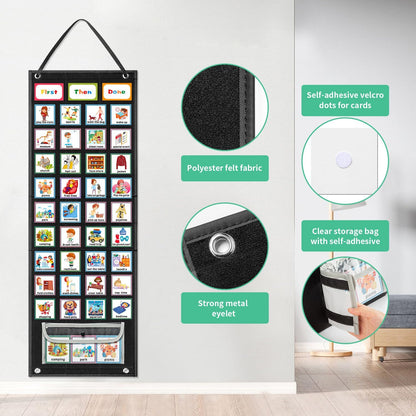 REGELETO X-Large Visual Schedule Chart for Students Chore with 92 Pieces Behavior Cards, Visual Behavioral Routine Chart for Students, Daily Schedule Board Learning Planners for Home School (X-Large)