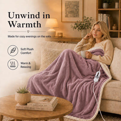 Electric Heated Blanket Full Size 72"x84" – Light Gray | ETL for Safe Overnight, 4 Heat Settings & 10H Auto Off, Dual-Sided Microplush Sherpa for Home Night, Machine washable