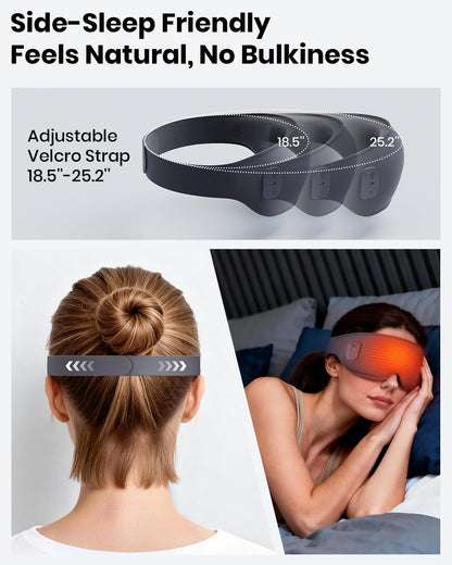 Heated Eye Mask, Cordless Electric Eye Mask Heated for Dry Eyes Relief, 3D Light Blocking, 3 Heat Levels, Warm Eye Compress & Eye Heating Pad, Sleeping Mask with Washable Cover
