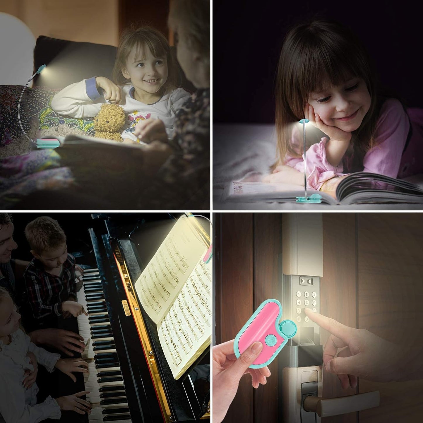 BIGMONAT Rechargeable Book Reading Light in Bed,Dimmable Warm/White Book Light for Kids,Multi Colors Portable LED Reading Lamp with Rotary Light Neck,Wireless Clip on Reading Light for Student(Green)