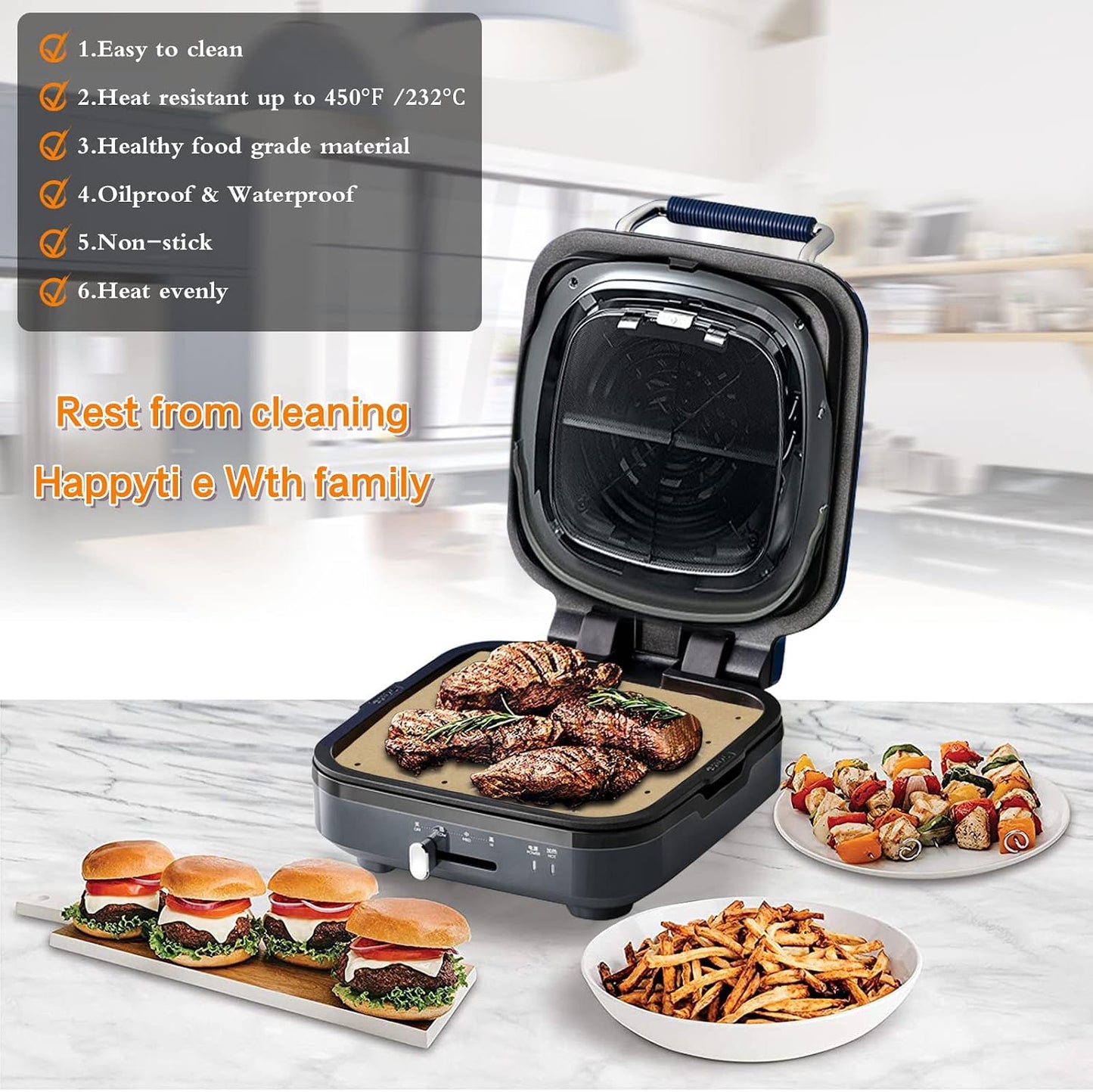 WMKGG Silicone Air Fryer Liners, 2PCS Air Fryer Silicone Liners | Reusable Rectangular Non-Stick Basket Accessories for Ninja Foodi Dual DZ201/DZ401 8-10QT