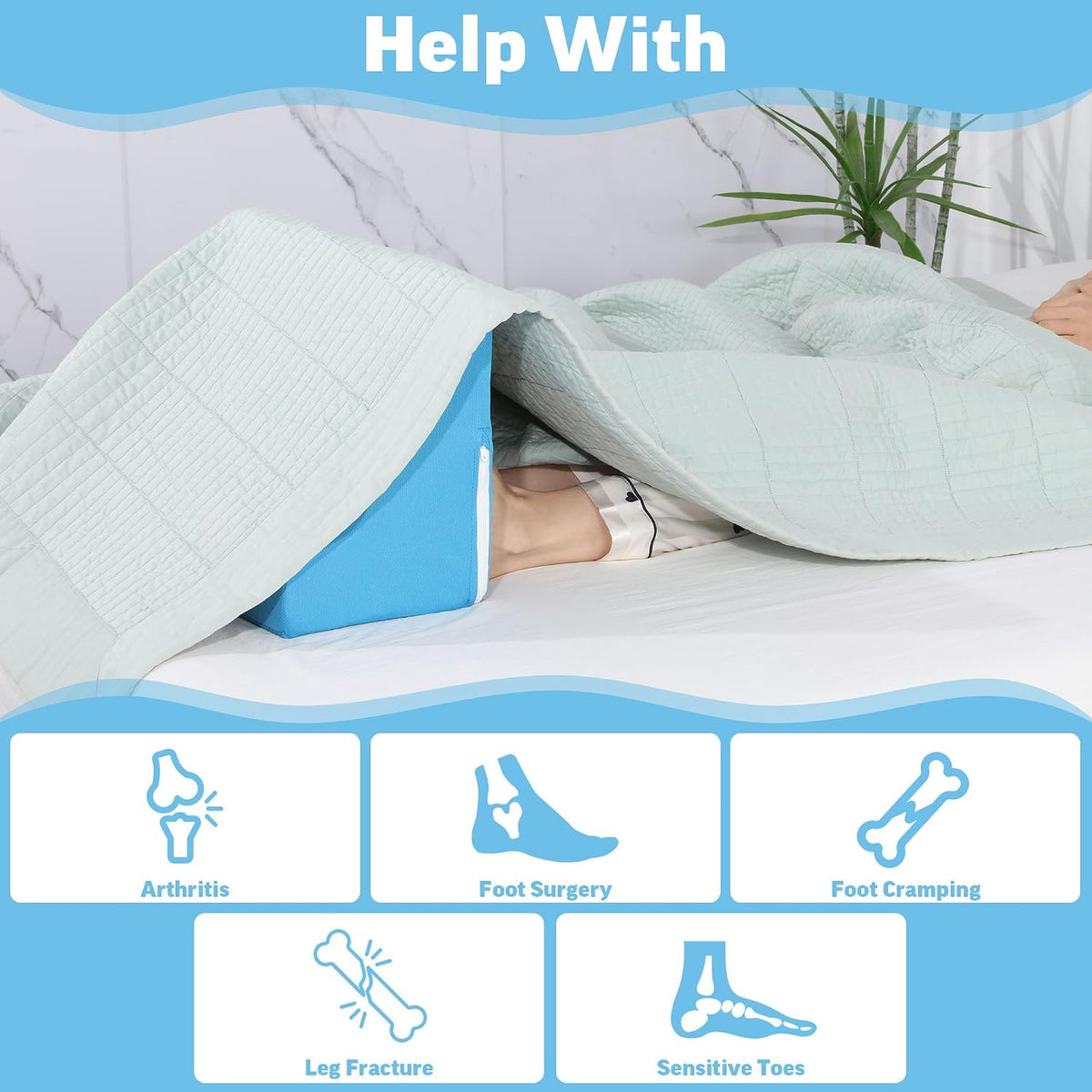 ROYALAY Blanket Lifters for Foot of Bed, Foot Tent Blanket Support Holder for Surgery Recovery, Foot Block Pillow Cradle Tent Sleep Support Supplies for Foot, Ankle, Leg, Knee, Toes Pain(S)