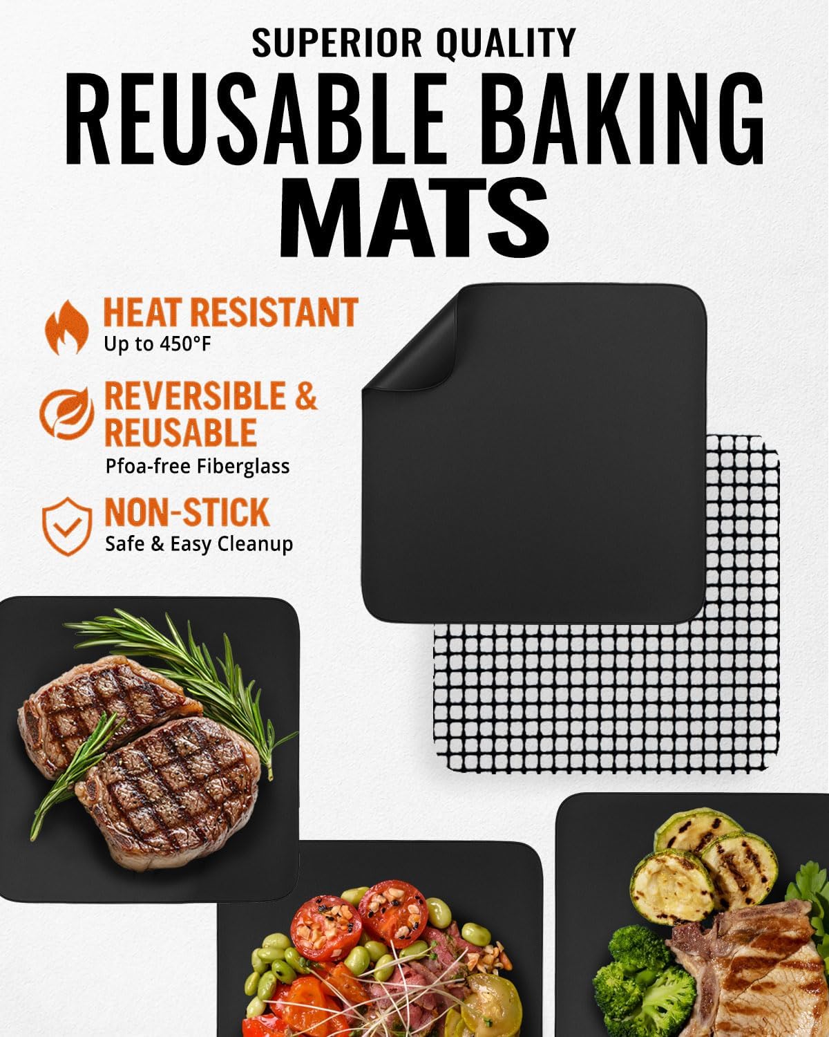 Air Fryer Liners Set of 3 with Silicone Mat, Heat Resistant Mats for Air Fryer Compatible with Dreo, Dash, Philips, Emeril Lagasse + more, Air Fryer Liners Replacement Reusable Mats