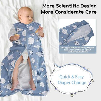 Baby Sleep Sack 0-6 Months, 100% Cotton Wearable Blanket, 0.5 Tog, 3 Pack