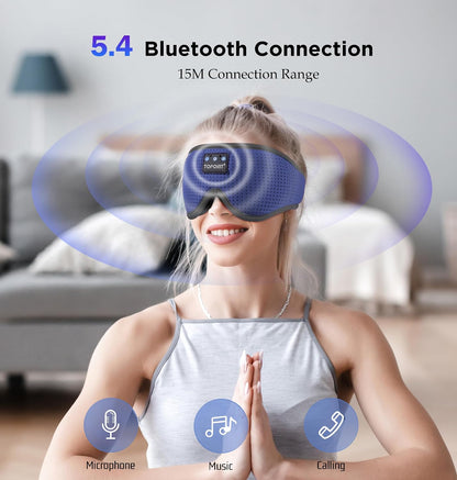 Sleep Mask with Headphones Bluetooth 5.4, TOPOINT 3D Eye Mask Blackout with Soft Bamboo Cotton for Side Sleepers Women Men, Sleep Headphones Earphones HD Speaker Microphone for Travel Meditation Gift