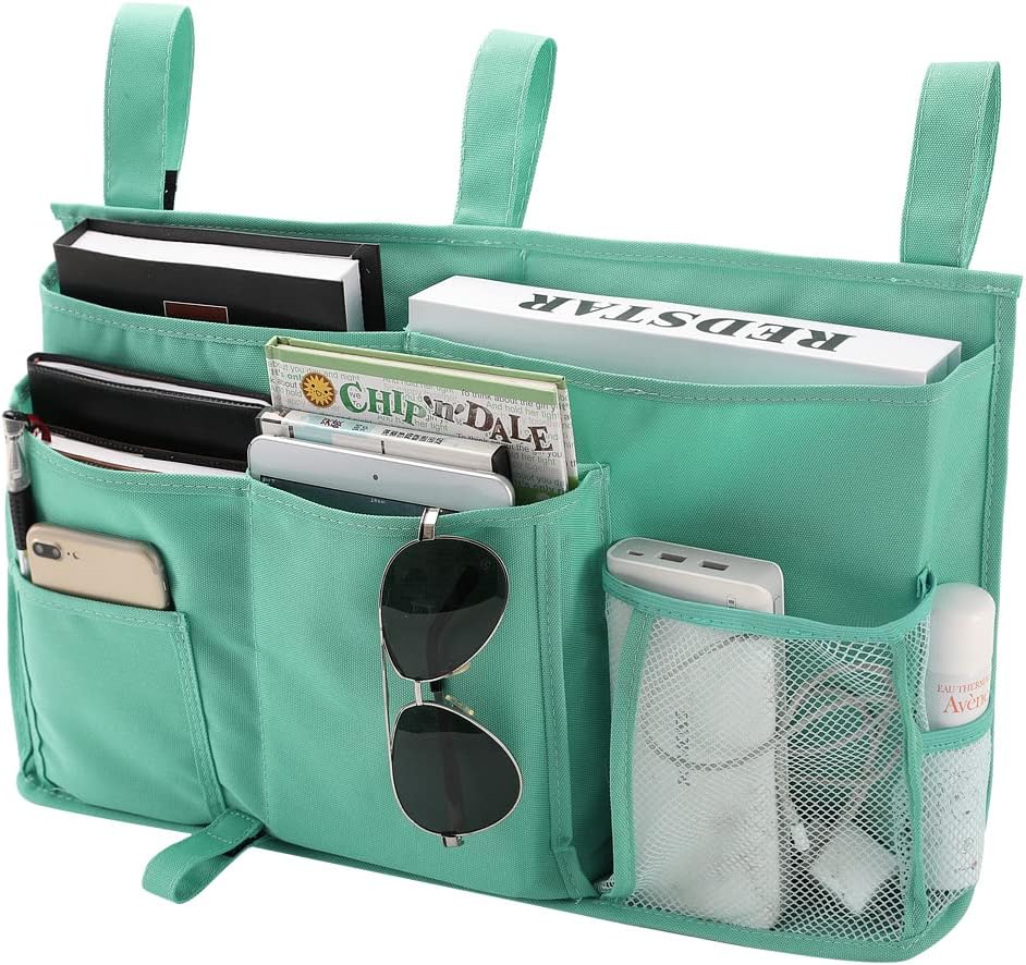 Bseash Bunk Bed Organizer, Bedside Caddy Hanging Bed Organizer Storage Bag 8 Pockets, for College Dorm Rooms Bed, Hospital Bed, Baby Bed Rails, 600D Oxford Cloth