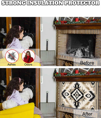 Western Aztec Magnetic Fireplace Cover Decorative Indoor For Brick Fireplace, Rustic Tribal Southwestern Boho Ethnic Insulation Fireplace Blocker Blanket Draft Stop Hot Heat Save Energy, 36"Wx27"H