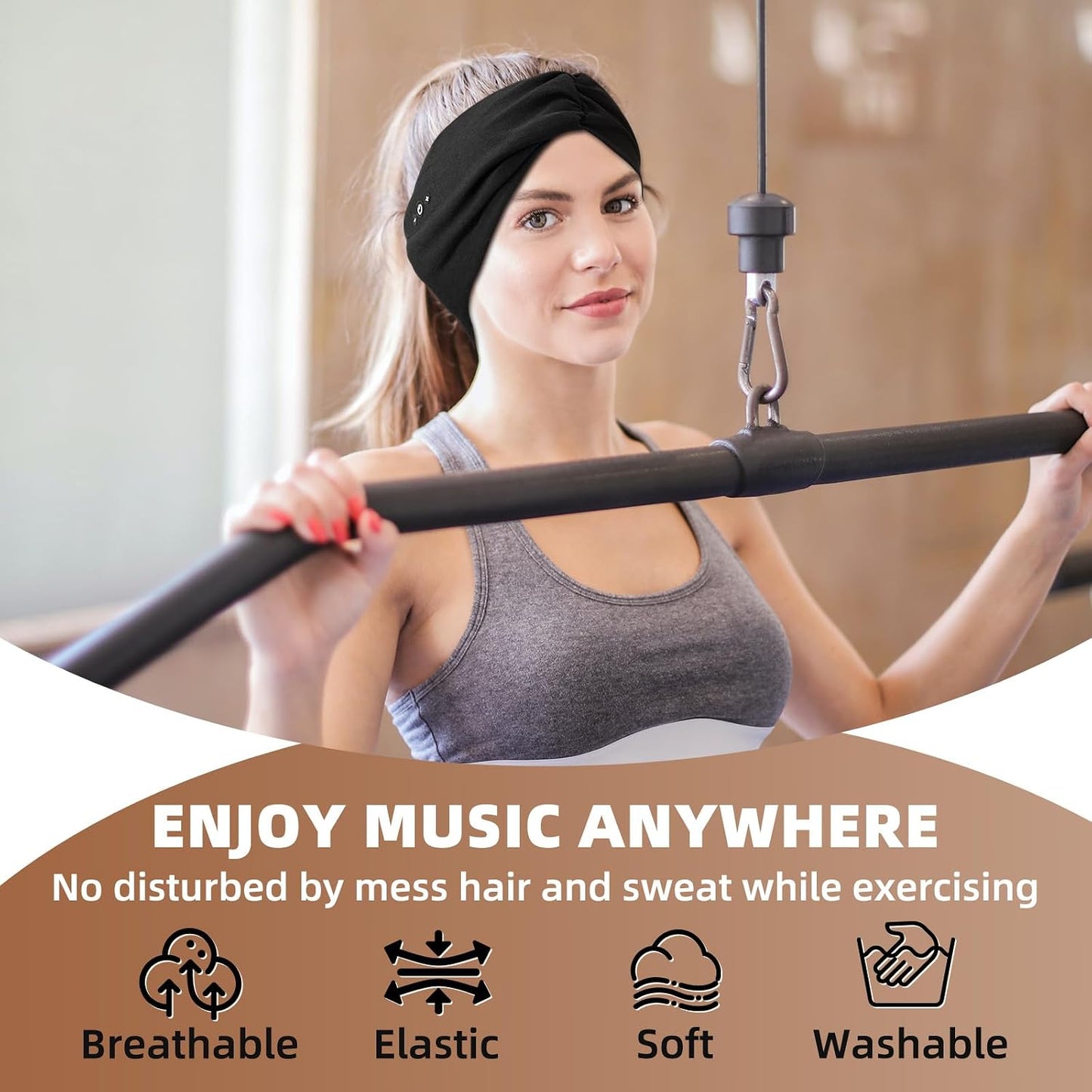 2-Pack Bluetooth Headband for Women, Wirless Headband with HD Stereo Speakers, Fashion Headband Headphones for Workout, Running, Yoga, Travel, Casual Wear, Meditation