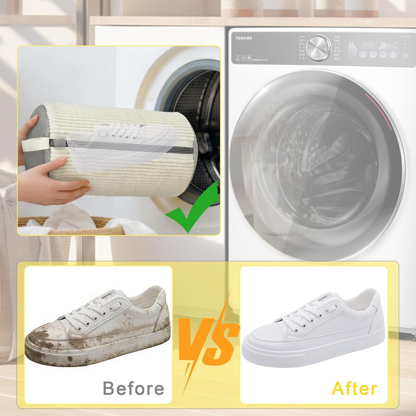2PCS Shoe Washing Machine Bag With Zipper,Heavy Duty Shoe Washing Bag,Grey | sneaker washing machine bag,sneaker bag for washing machine,laundry shoe bag for washing machine,tennis shoes washing bag