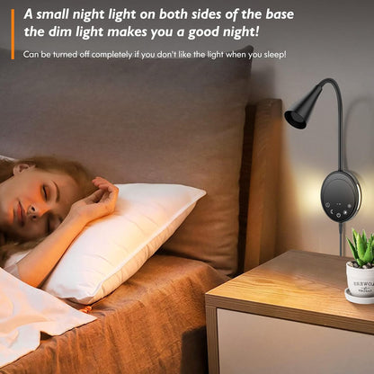 SANKEDOU LED Wall Mounted Reading Light, Book Light for Reading in Bed with Touch Control, 5 Dimmable, USB Output, Night Light & Timers Function, Flexible Gooseneck Headboard Bed Lights (White)