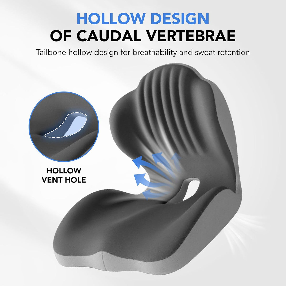 Ergonomic Waist Support and Seat Cushion, L-Shaped Memory Foam Pad (Grey)