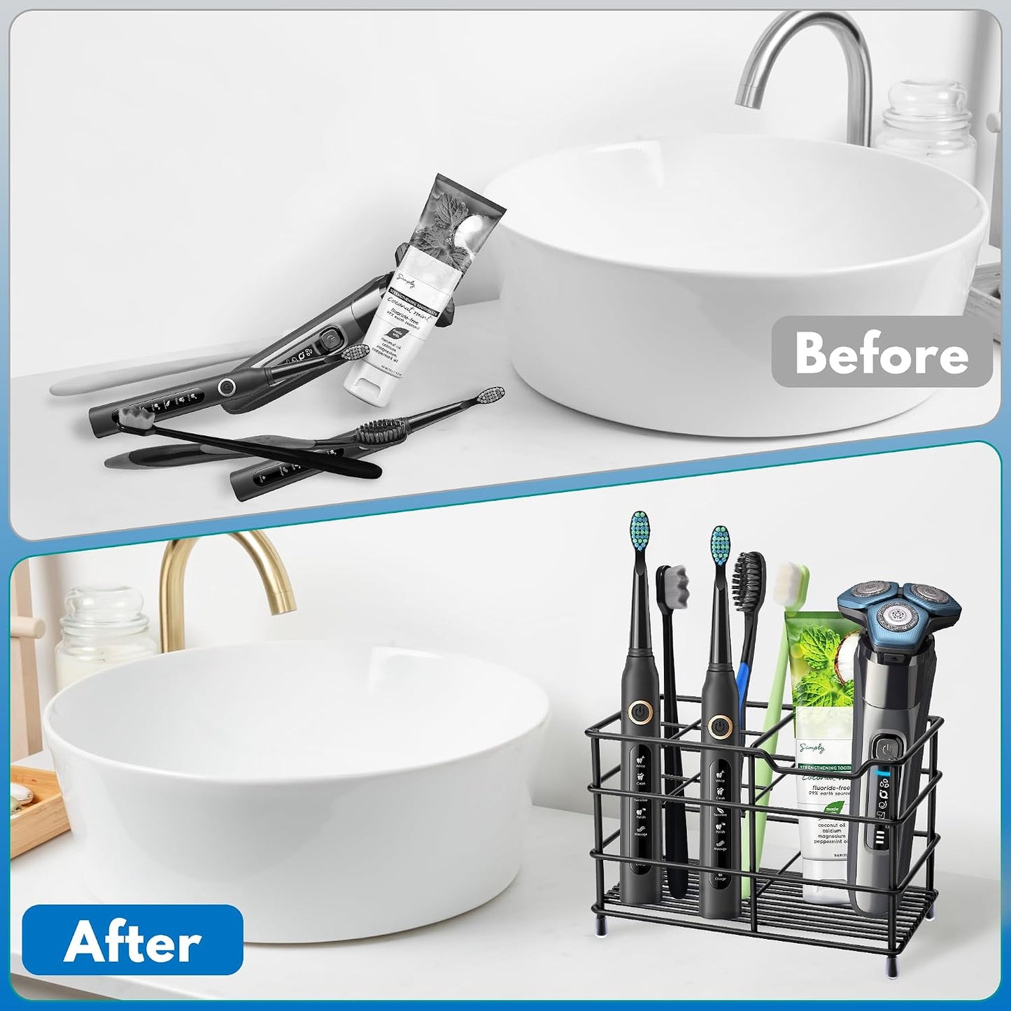Electric Toothbrush Holders for Bathrooms 304 Stainless Steel Quick Drying | Upgrade Heavy Duty Sturdy Durable Toothpaste Holder Bathroom Organizer Storage Decor Accessories Tooth Brush Holder Caddy