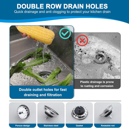 ZM Kitchen Sink Basket Strainer with Stopper, 3-1/2” Drain
